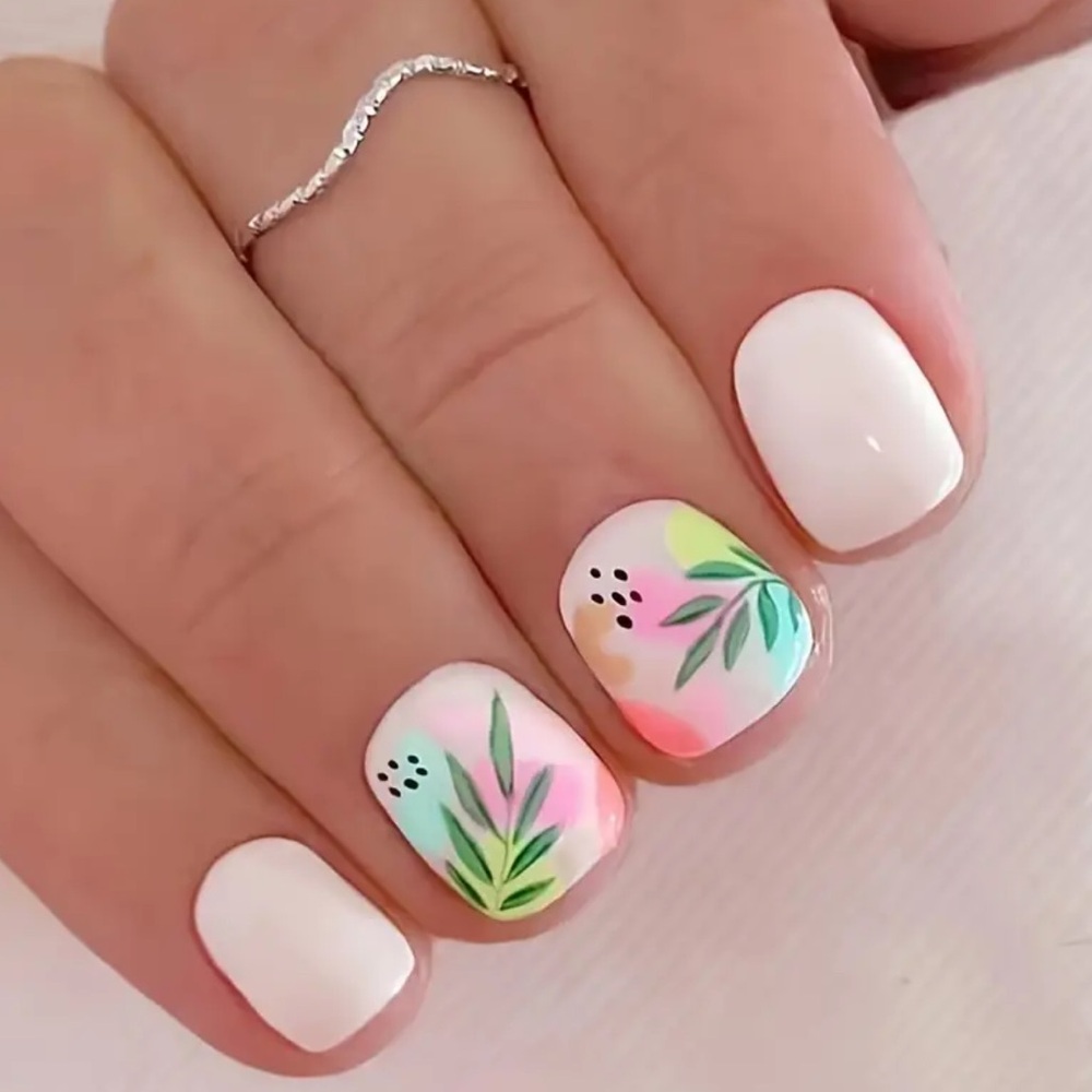 Colorful Tropical Press on Nails. New.